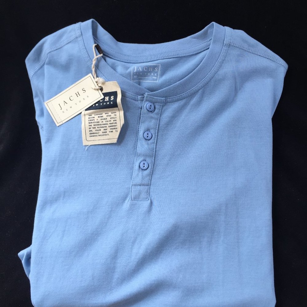 JACHS New York Short Sleeve Blue Henley Size XL...NEW WITH TAGS